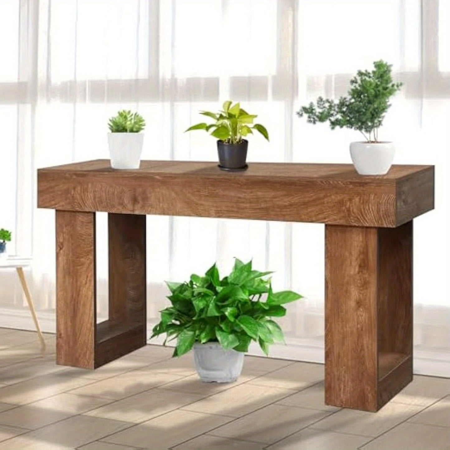 A 63-Inch Long Console Table Designed for Entryways, Perfect for Home Decor. This Solid Wood Rectangular Sofa Table Fits Behind The Couch And Serves As a Farmhouse-Style Entryway Table Suitable for Entrances, Hallways, Living