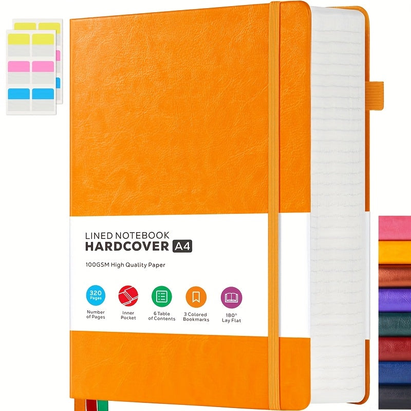 A4 College Ruled Notebook, Hardcover Leather Notebook For School Work, Lined Journal For Women Men, 8.5" X 11" Large Notebook With 320 Pages, Business Notebook, 100GSM Thick Paper, Christmas Gifts
