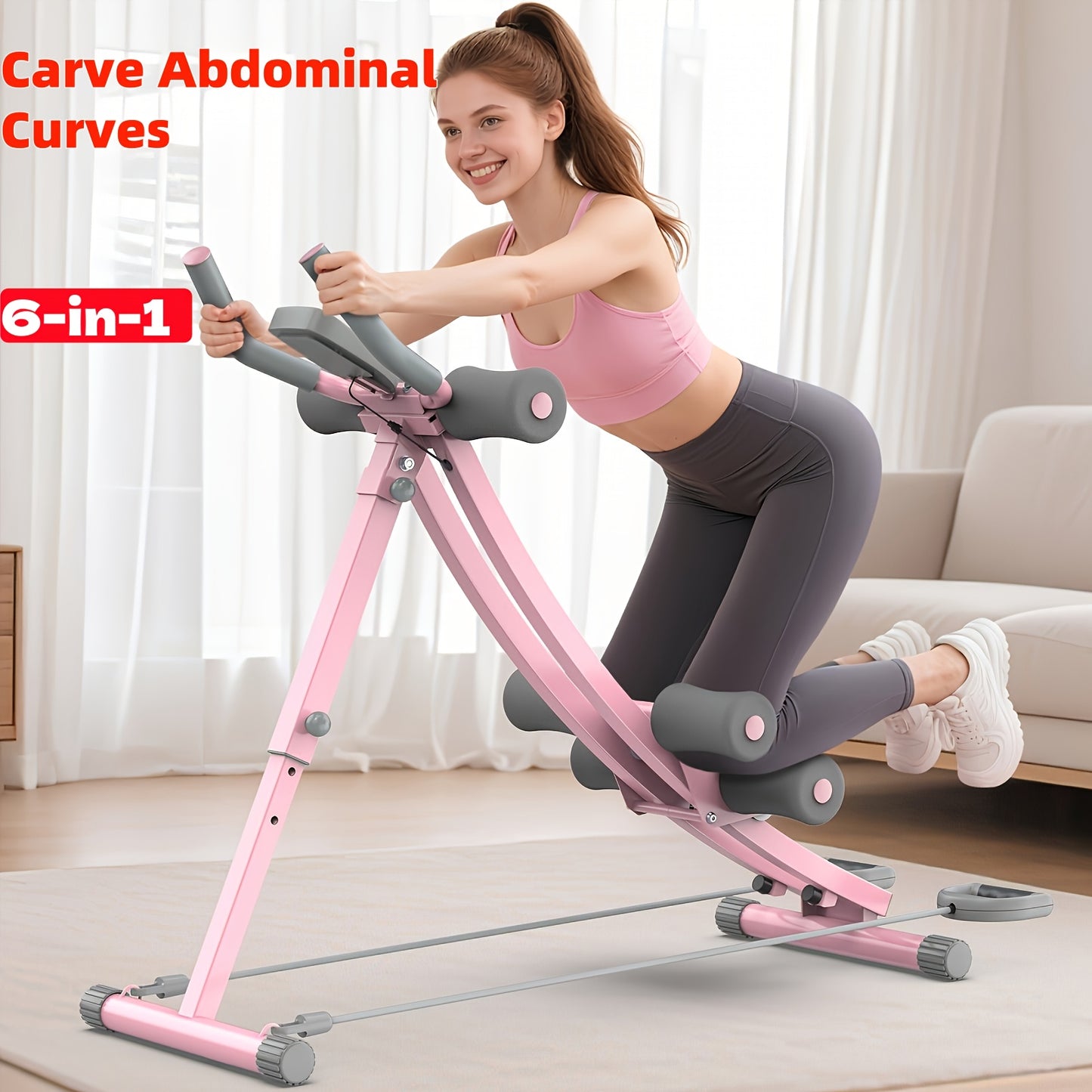 Ab Workout Equipment, Ab Machine for Home Gym, Foldable Core & Abdominal Exercise Machine, Adjustable Ab Machine Full Body Workout Women Exercise Fitness Equipment, Gifts for Women/Girls