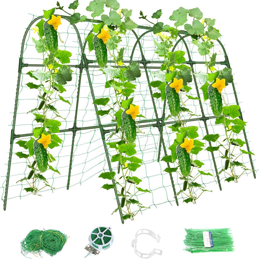 U-Shape Cucumber Trellis for Raised Beds - Heavy Duty Outdoor Garden Plant Support with Arch Design, Sturdy U-Shape Structure with Open Base & Vertical Bars, Durable Metal-Like Construction for Climbing Vegetables, Cucumbers,