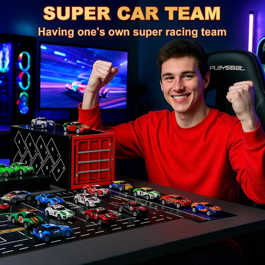 24pcs / 48pcs Pull-Back Racing Car Model Set | Various Iron Alloy Simulation Racing Include Map, Parking Lot, And Four-Story Garage | Gift Box Collector'S Edition with Rich Interactive Experience | Ideal for Christmas, Birthd