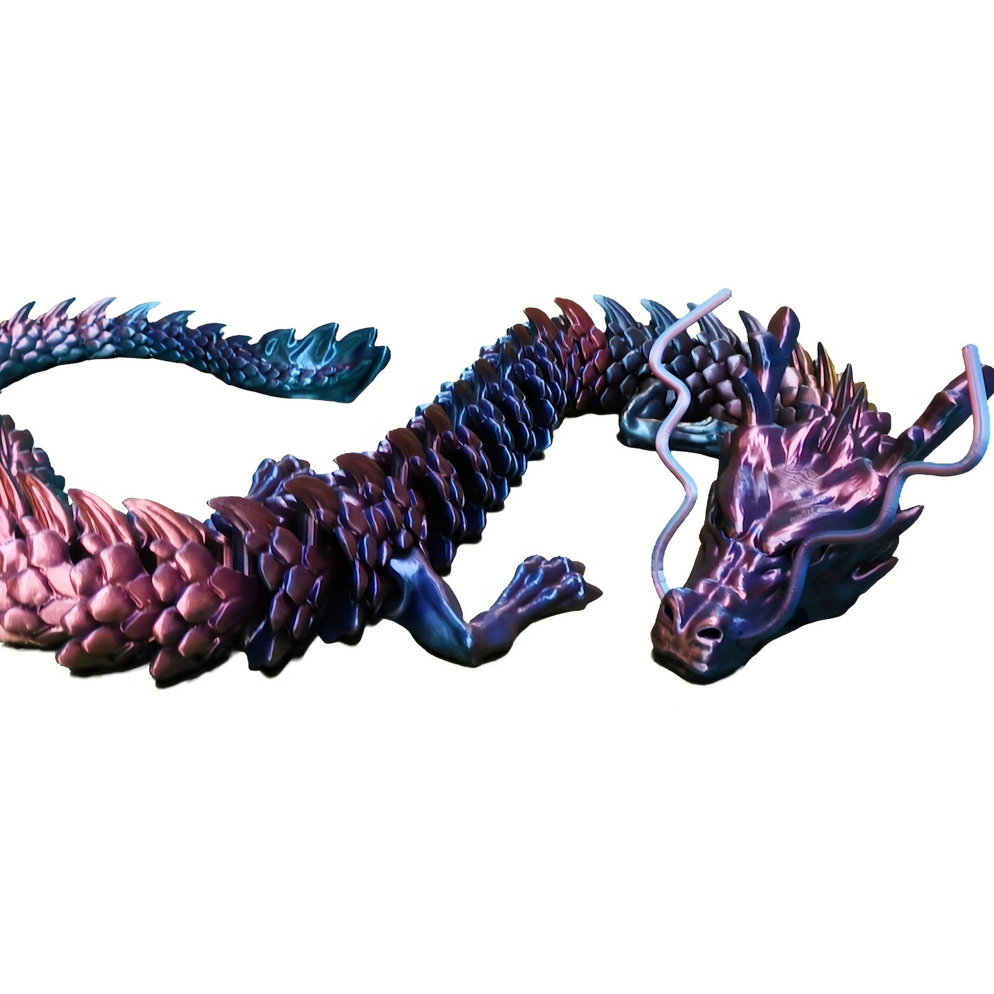 74-Inch Large 3D Printed Articulated Dragon Decoration - Vibrant Yellow & Scales with Pink Accent, Movable Joints, Durable Plastic Construction, Freestanding Poseable Floor Decor for Chinese New Year, Valentine'S Day, Home &