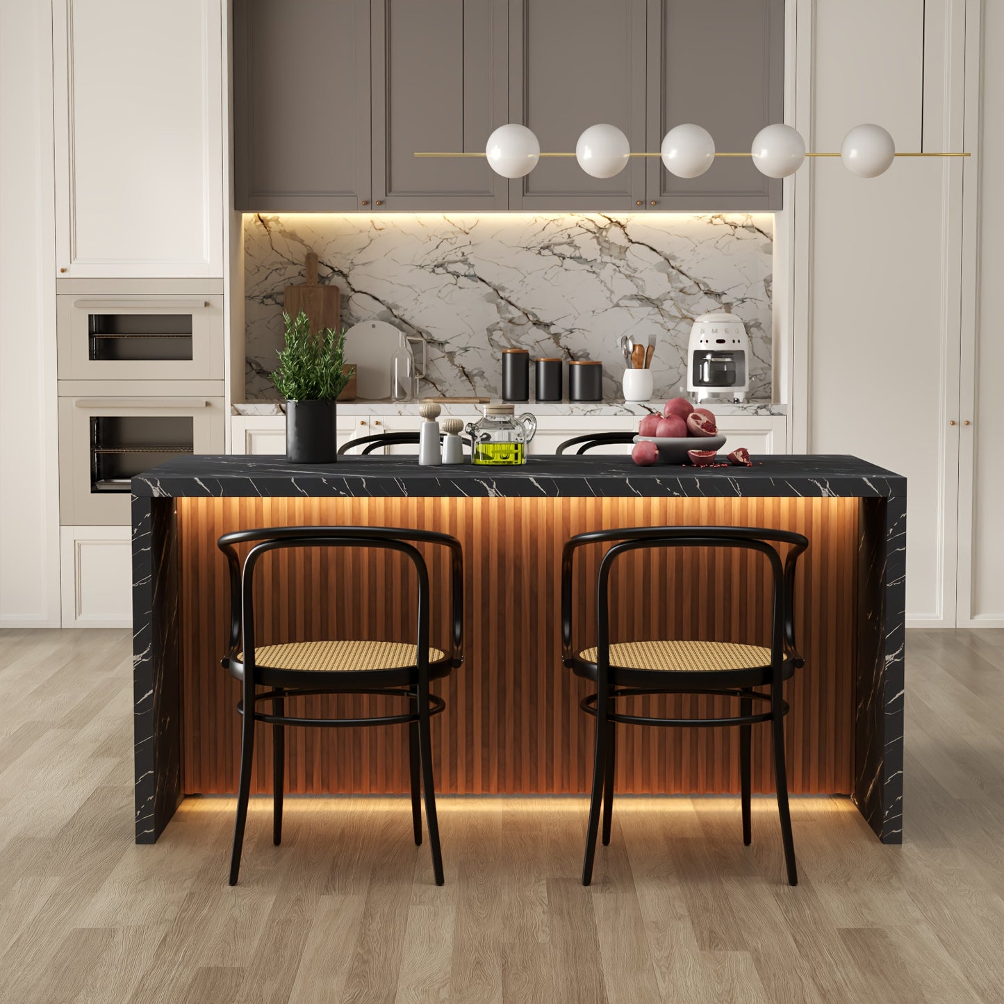 Spacious Faux Marble Dining Table Suitable for 4 to 6 Individuals, Measuring 63 Inches, Featuring a Contemporary Striped Marble Design with a Grill Pattern, Perfect for The Dining Or Living Area, And Easy to Assemble.