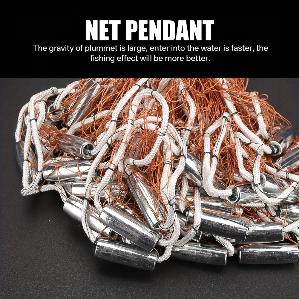 American Style Fishing Nets Strong Nylon Mesh Wire Net Dia. 2.4M 3.6M 4.8M Throw Net Cast Net for Saltwater Freshwater Fishing Trap with Zinc Sinker, Fishing gear and equipment