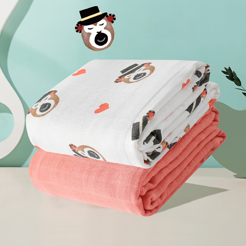 gb 2pcs Baby Gauze Blanket - 4-Layer Bamboo Cotton | 110x110cm/43.3*43.3in | Ultra-Soft, Breathable & Absorbent | Multi-Use for Swaddling, Nursing, Play & Travel | Bright Color Options