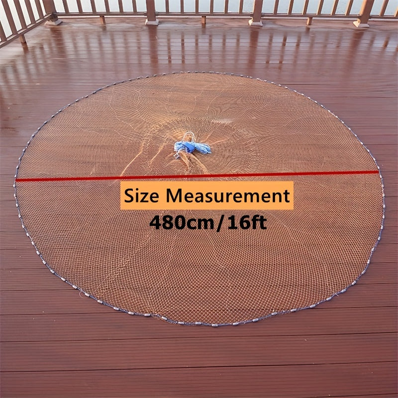 American Style Fishing Nets Strong Nylon Mesh Wire Net Dia. 2.4M 3.6M 4.8M Throw Net Cast Net for Saltwater Freshwater Fishing Trap with Zinc Sinker, Fishing gear and equipment