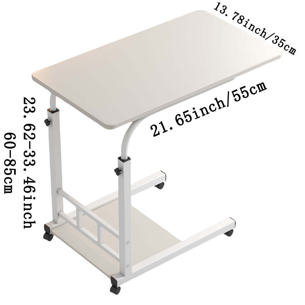 Height Adjustable Rolling Table with Storage Shelves - Heavy-Duty Wood/Metal Construction, Modern Mobile Desk with Casters, Space-Saving Design for Home Office, Bedside, Laptop Workstation & Small Spaces - Easy Assembly, Engi