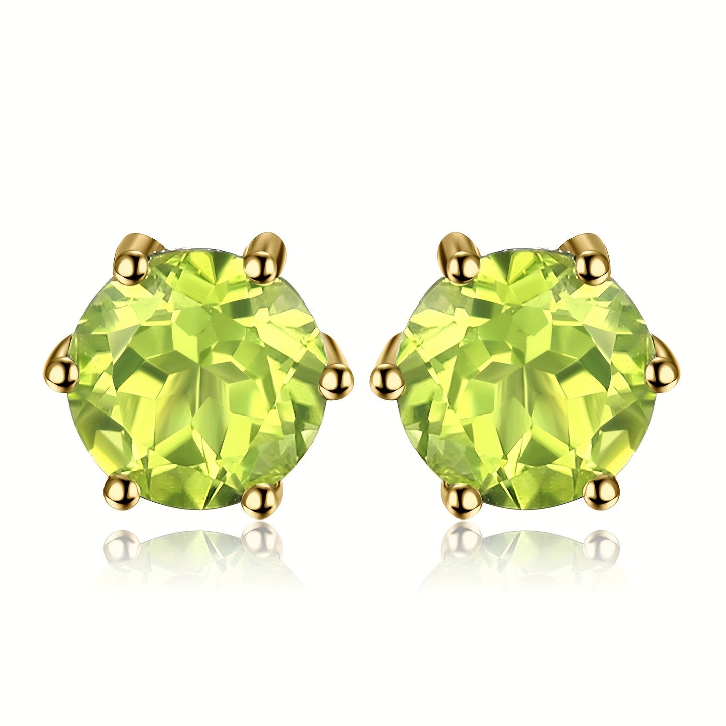 1pair 925 Sterling Silver Simple And Elegant Classic Design Exquisite Multi-faceted Round Cut Natural Gemstone Birthstone Stud Earrings Yellow&Rose for Women for Girl for Daily Decoration for Prom Party Banquet Fine Jewelry