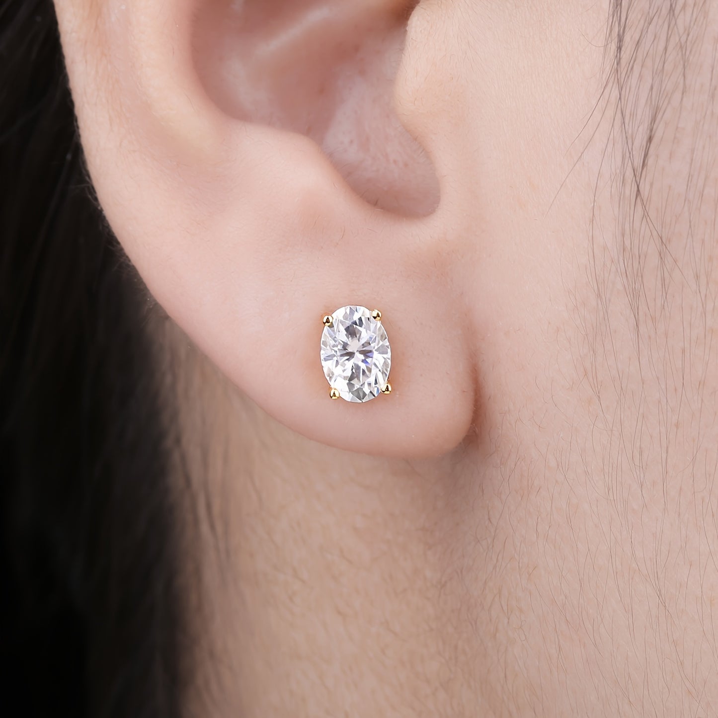 1pair Moissanite 925 Sterling Silver Classic And Elegant Oval Cut Total 2ct Moissanite Silver Earirngs for Woman for Girl for Wedding Engagement Jewelry, 1ct/side. Fine Jewelry Perfect for Daily Decoration for Dating Gift