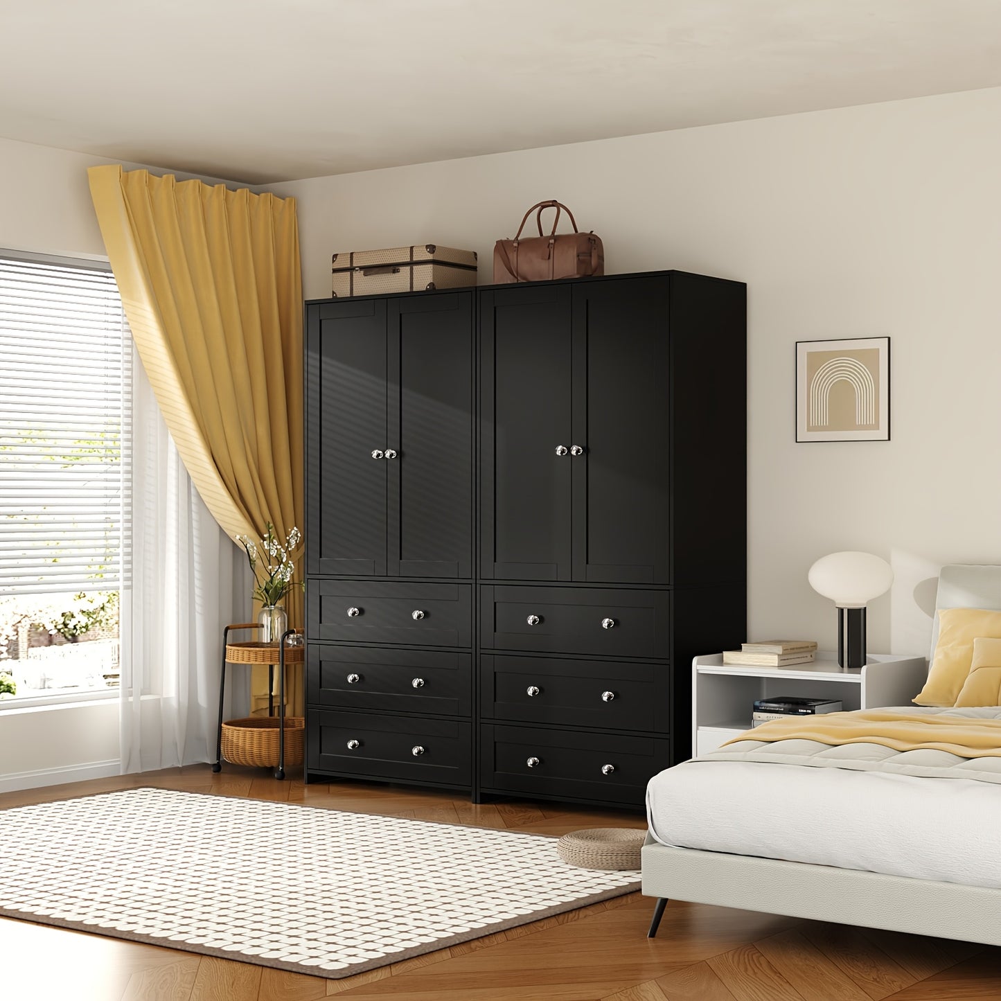 71" Wardrobe Armoire Closet with Mirror, 3/6 Large Drawers & 2/4 Doors, Gifts for Christmas