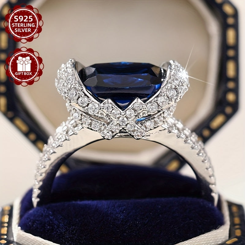 S925 Pure Silvery Luxury High-end Ring for Women's Moissanite