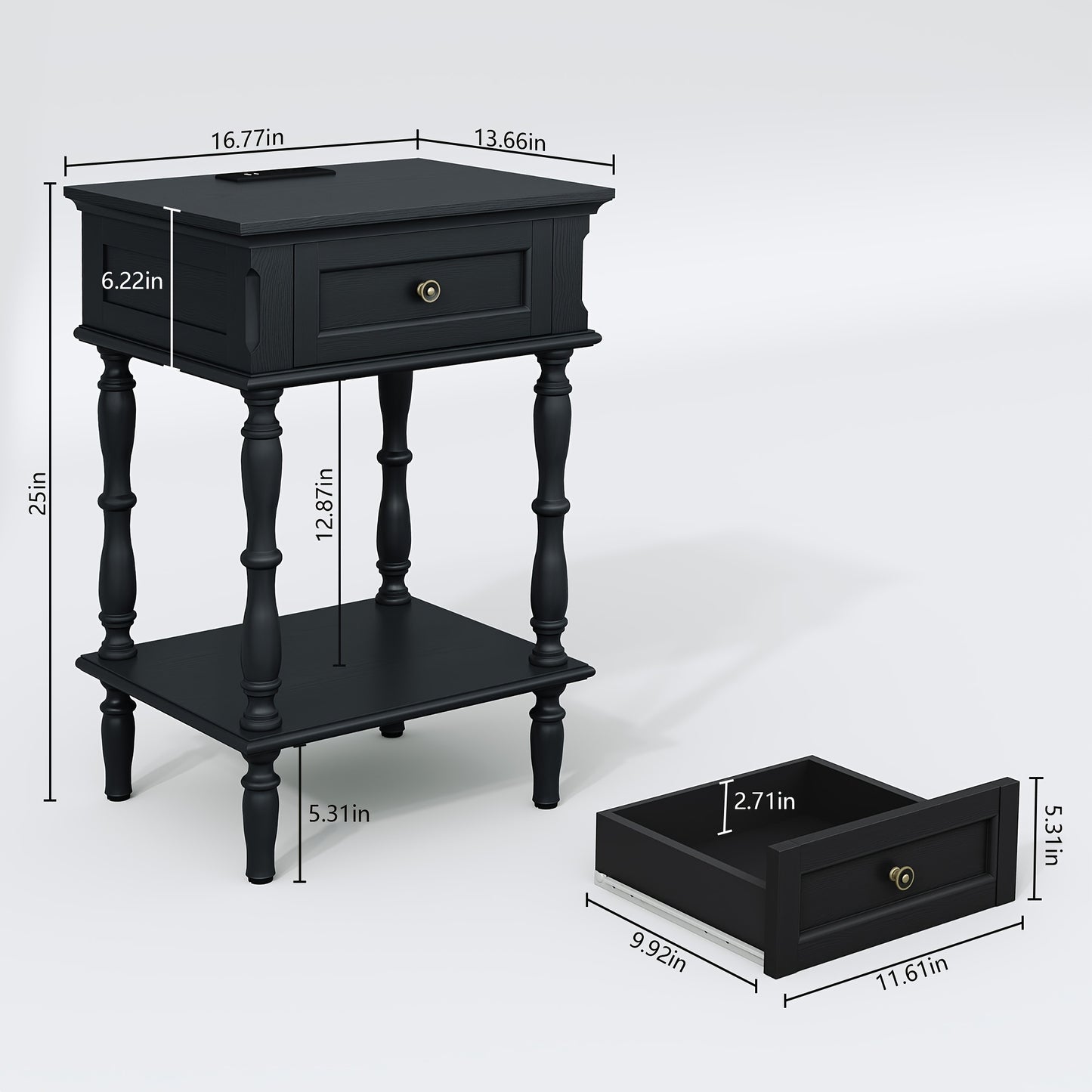 Set of 2 Retro Wood Nightstands | Minimal Assembly, Tree-Veneer, Small Bedside Table with Drawer and Shelf, Suitable for Living Room and Bedroom