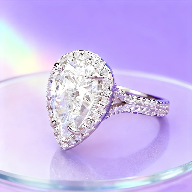 S925 Silver 5ct Moissanite Ring High-quality, Luxurious, And Elegant Women's Classic Ring. 925 Silver Ring. Perfect for Any Occasion: Weddings, Proposals, EngaSynthetic Gemstoneent Parties, Banquets, Christmas, New Year Gifts