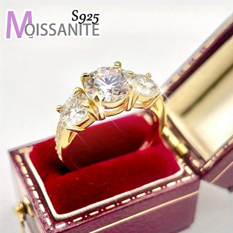 S925 Silvery 3.6 Carat Moissanite Couples Gorgeous Luxury Wedding Ring Suitable for Proposal Engagement Gift Birthday Anniversary Gift Valentine'S Day Christmas Halloween Thanksgiving Banquet Party with Dress to Wear Gift wit