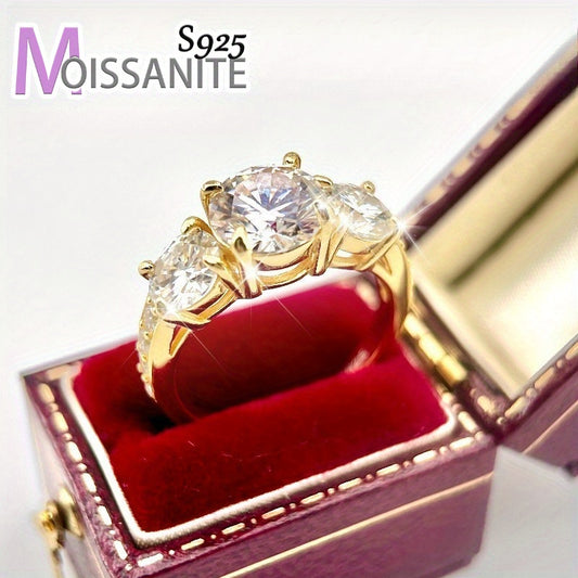 S925 Silvery 3.6 Carat Moissanite Couples Gorgeous Luxury Wedding Ring Suitable for Proposal Engagement Gift Birthday Anniversary Gift Valentine'S Day Christmas Halloween Thanksgiving Banquet Party with Dress to Wear Gift wit