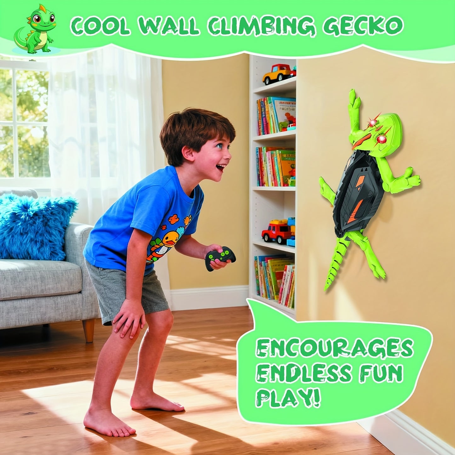 Gecko Remote Control Toy For Boy, Rechargeable Prank Lizard Toy, Wall Climbing Gecko Toy With LED Light, Dual-mode Floor And Wall Climbing Driving, 360° Rotation, Birthday, Halloween, Christmas Gifts