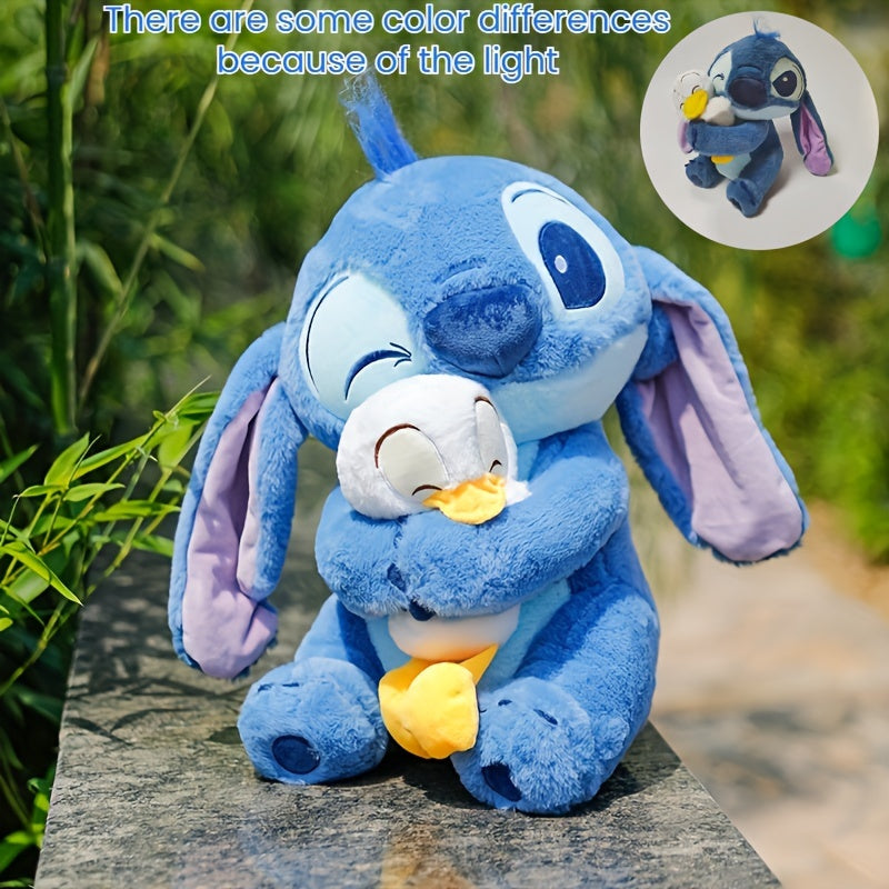 Stitch & Plush Duckling Plush Toy - Adorable Hugging Pose, Soft Blue & White, Perfect Gift for Birthdays, Christmas, Valentine'S Day, Stitch Plushie, Holiday Gift Item, Playful Design, Highquality Stitching