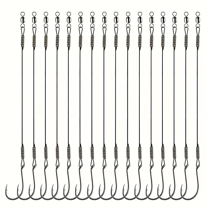 50pcs Circle Hooks Rigs, Steel Catfish Hook Rig Octopus Fishing Hook With Leader, Fishing Circle Hook Wire For Saltwater Freshwater