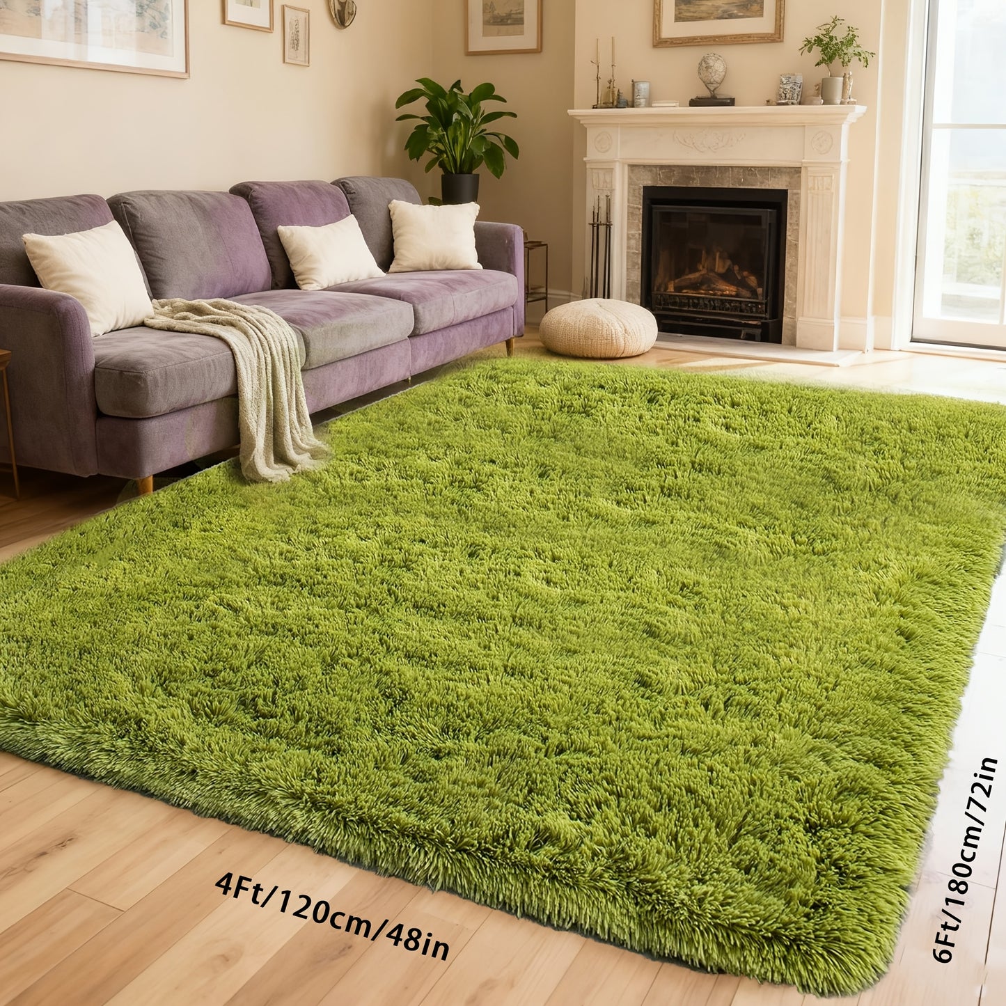 Soft Black Rugs for Bedroom Living Room, 4x6 Feet Modern Indoor Fluffy Shaggy Area Rug, Non-Slip Fuzzy Furry Rug for Bedroom, Dining Room, Christmas Gift, Christmas Decor, Home Decor, High Pile Plush Floor Carpet