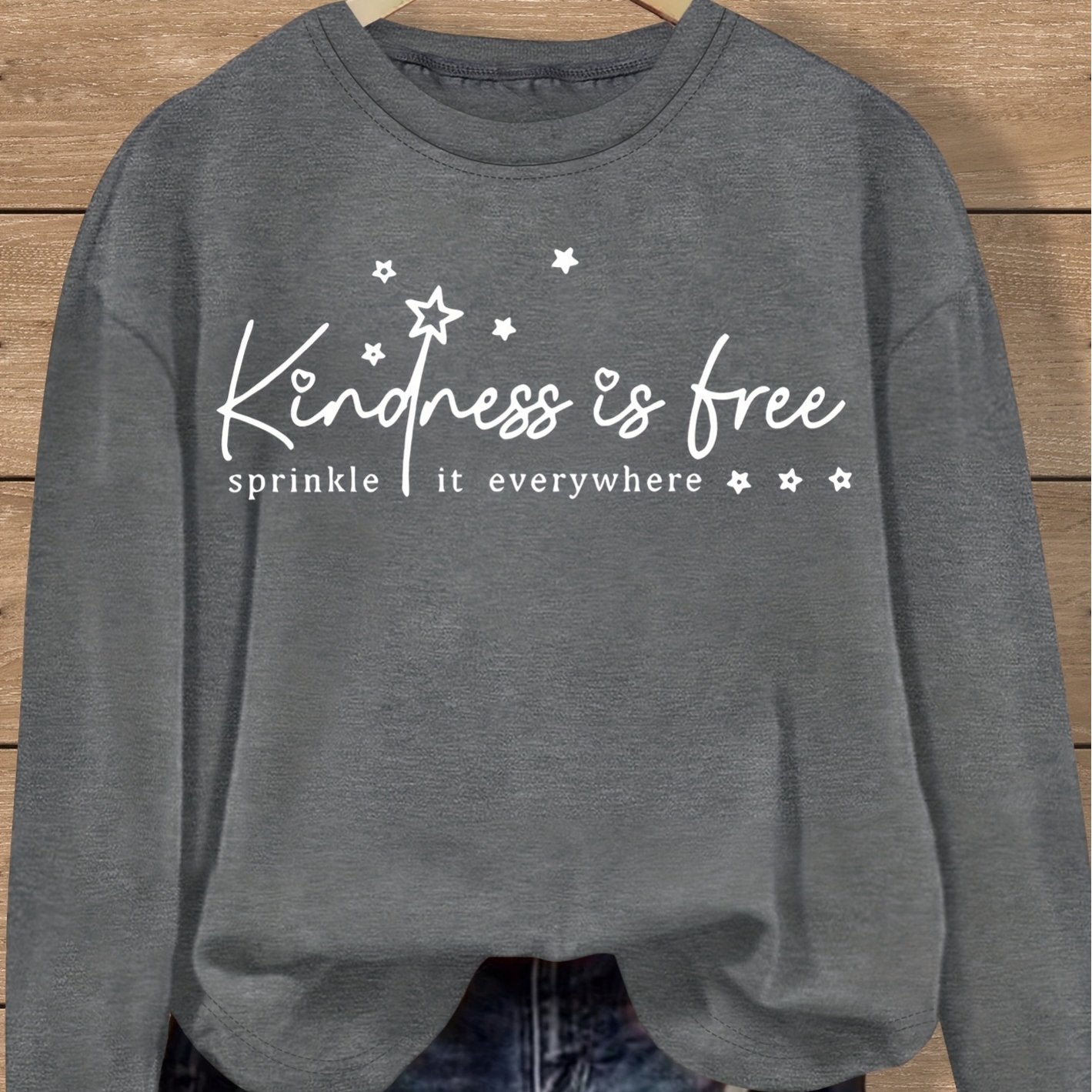 Plus Size - Large Size Women'S Casual Round Neck Printed Long Sleeved T-shirt | Loose Fit, Versatile for Spring, Autumn, Winter, Trendy Style, Soft Fabric, Easy to Care, Machine Washable