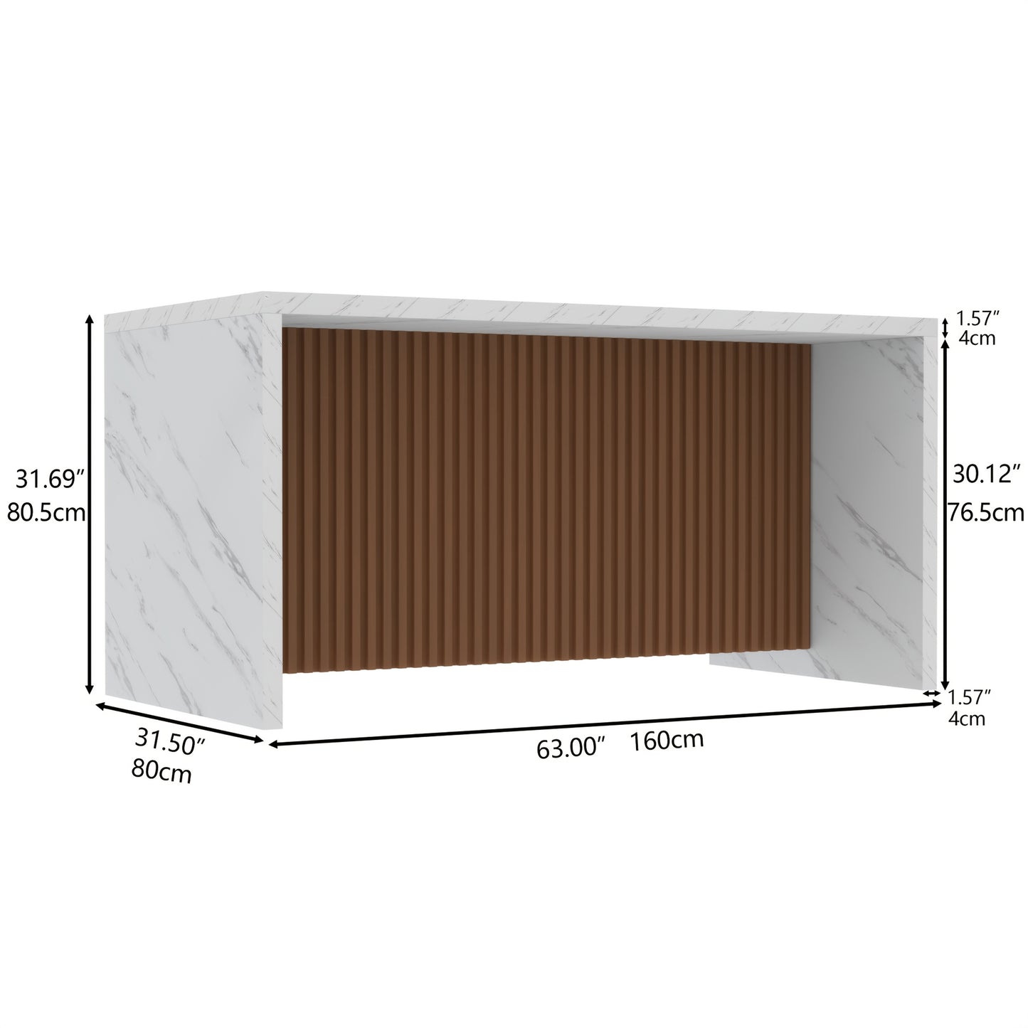Spacious Faux Marble Dining Table Suitable for 4 to 6 Individuals, Measuring 63 Inches, Featuring a Contemporary Striped Marble Design with a Grill Pattern, Perfect for The Dining Or Living Area, And Easy to Assemble.