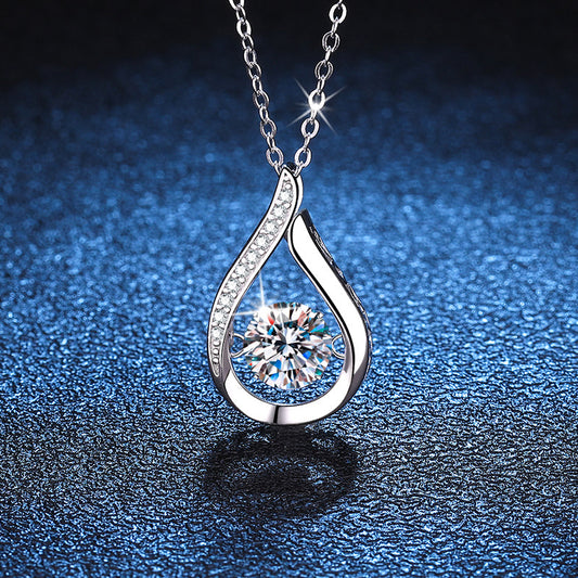 Sterling Silver Water Drop Moissanite Pendant Necklace - Dazzling Fashion Accessory with Versatile Style, Perfect Party Wedding Anniversary Gift, Hypoallergenic, Nickel-Free, and Long-Lasting Jewelry for Women