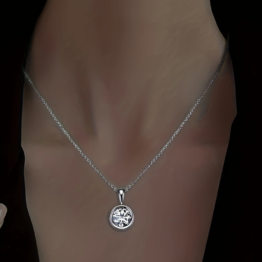 S925 Silvery 1/2 Carat moissanite Pendant Necklace High-quality Elegant And Gorgeous Unisex Fashion Pendant Necklace 925 Silvery Chain moissanite Jewelry Perfect Gift For Daily Wear, Parties, Birthdays, Anniversaries, Friends