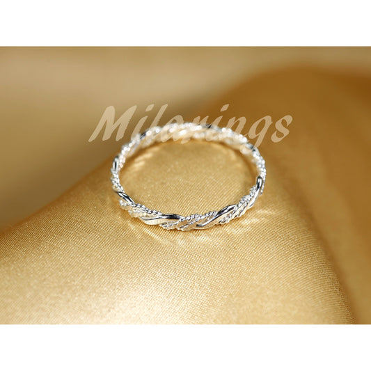 MILARINGS-Twist6- Handmade 925 Sterling Unique Twist Style Texture Ring 2.3mm Width, Handmade 925 Sterling Silver Stackable Ring, Can be Worn Everyday Without Taking Off, Available in U.S. Standard Sizes.