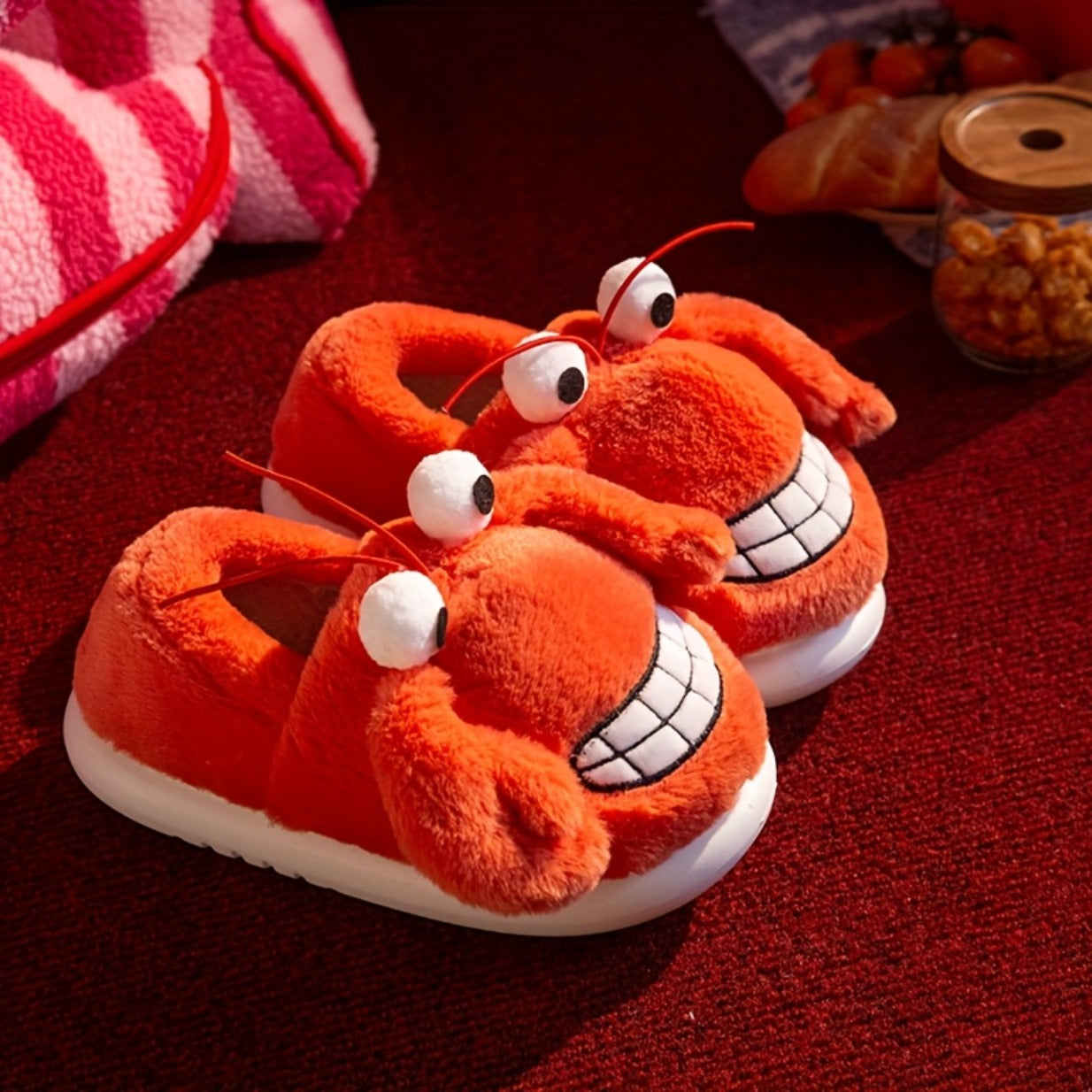 Cute Crab Slippers Face Design/ Expressive Eyes, Anti-Slip EVA Sole, Unisex Indoor/Outdoor Durable