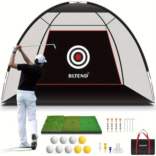 Golf Net with Mat A|B|C, Heavy Duty Golf Hitting Net, 10x7ft Golf Practice Nets for Backyard Driving, Golf Hitting Training Net for Indoor Outdoor Use - Golf Training Equipment, Golf Gifts for Women Men