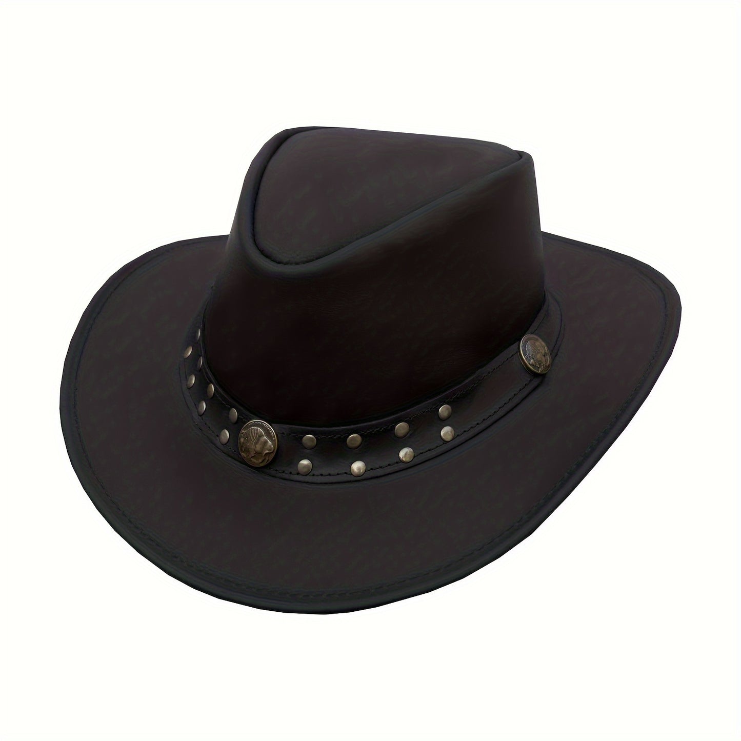 1pc SideWinder Australian Cowboy Leather Hat Unisex Adult For Men And Women Shapeable Outback Western Style Wide Brim, Lightweight Top-Grain Leather, High Quality &, Adjustable Chin Cord, Festival Accessory, Unisex Outdoor He
