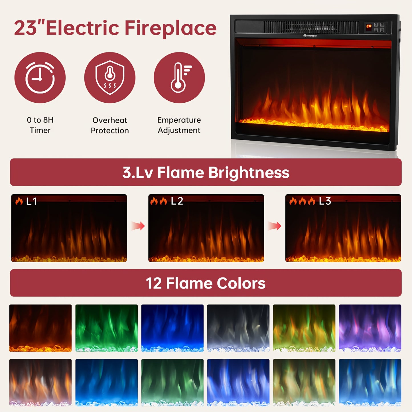 70-inch TV Stand With An Electric Fireplace And Mantel, A Contemporary Entertainment Unit Offering Open Storage, Remote Control, Adjustable Flames, And LED Lighting, Suitable For Living Rooms And Bedrooms And An Excellent New