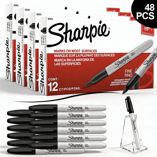 48 PCS Sharpie Permanent Fine Point Markers Multipack, Smudge-Resistant Black Ink for Writing, Drawing, Crafting and Multi-Surface Marking