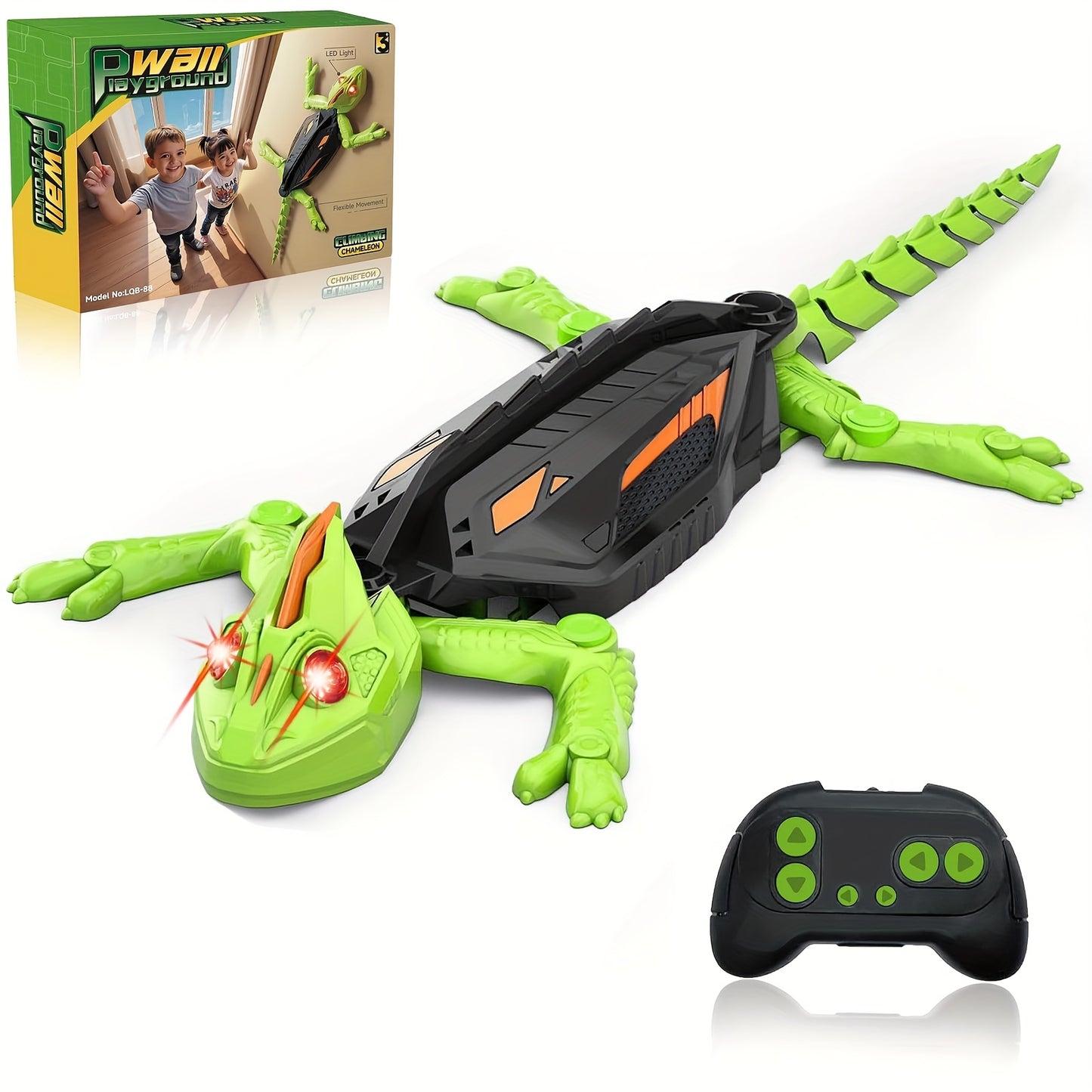 Gecko Remote Control Toy For Boy, Rechargeable Prank Lizard Toy, Wall Climbing Gecko Toy With LED Light, Dual-mode Floor And Wall Climbing Driving, 360° Rotation, Birthday, Halloween, Christmas Gifts