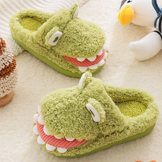 Women's Cute Crocodile Slippers Indoor/Outdoor House Shoes, Anti-Slip Sole, Slip-On Winter Footwear