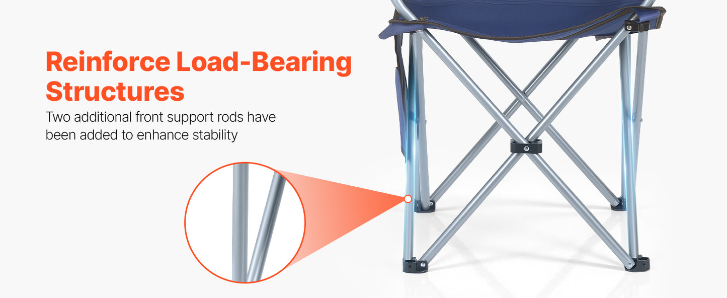 SucceBuy 330lbs Camping Chair with Canopy Shade Magazine Pocket 2 Cup Holders Carry Bags for Outdoor Fishing Tailgates Deep Blue