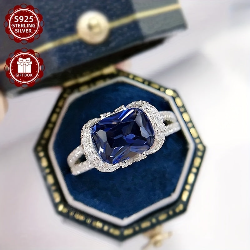 S925 Pure Silvery Luxury High-end Ring for Women's Moissanite