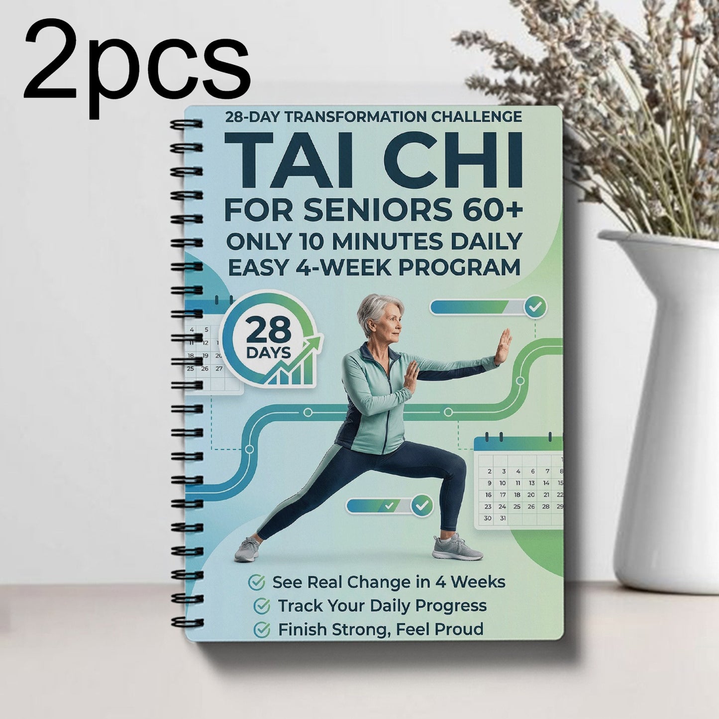 1 Tai Chi Exercise Manual for Elderly and Beginners | Suitable for Daily Practice and Fitness, Progressive Tai Chi Guidance, Spiral Bound, Ideal Gift for Parents, Transparent Paper