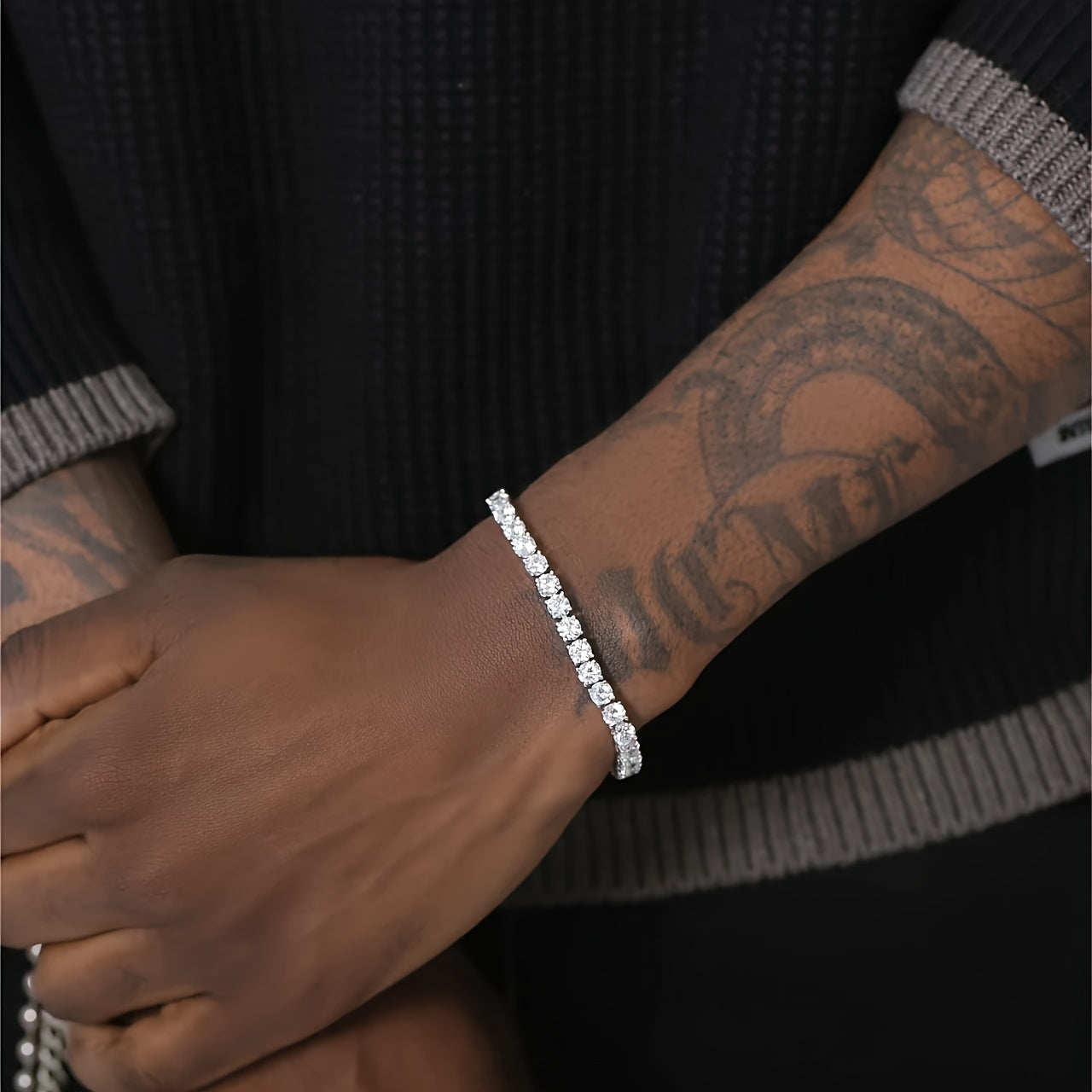 Tennis Bracelet 925 Sterling Silver 5mm 0.5-carat Moissanite, Exquisite Jewelry Gift, Suitable For Banquets And Dinners, Hip-hop, Couple Style, Bestseller, Luxurious, Wedding Gift, Anniversary Gift, Christmas And Birthday Gif