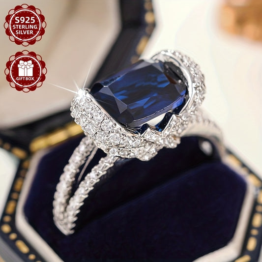 S925 Pure Silvery Luxury High-end Ring for Women's Moissanite