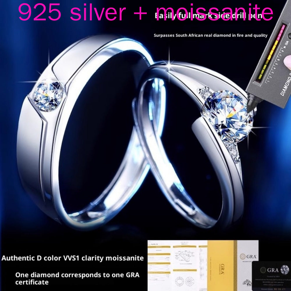 Couple Rings 925 Silver Moissanite Ring Wedding Engagement Ring Christmas New Year Valentine'S Day Gift, Wedding Ring Sets for Women, Engagement Rings for Women High Quality, Wedding Rings Set Couples, Engagement Ring for Wom