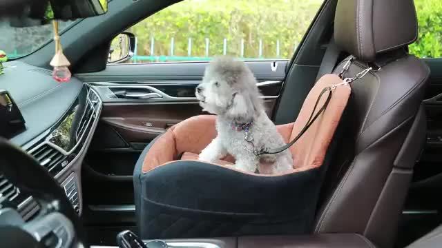 Furry Cover, Soft Plush Car Seat for Dogs And Cats, Memory Foam Cushion, Pet Travel Seat, with Side Pockets And 3 Clip-on Safety Leashes.