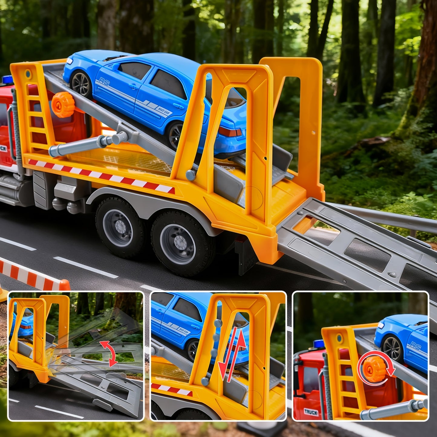 Kids Toys For 3 4 5 6 7 Years Old Boys, 13"Tow Truck Toy, Friction Powered Transport Truck Crane Toy With Lights And Sounds, Birthday Gifts For Boy Child