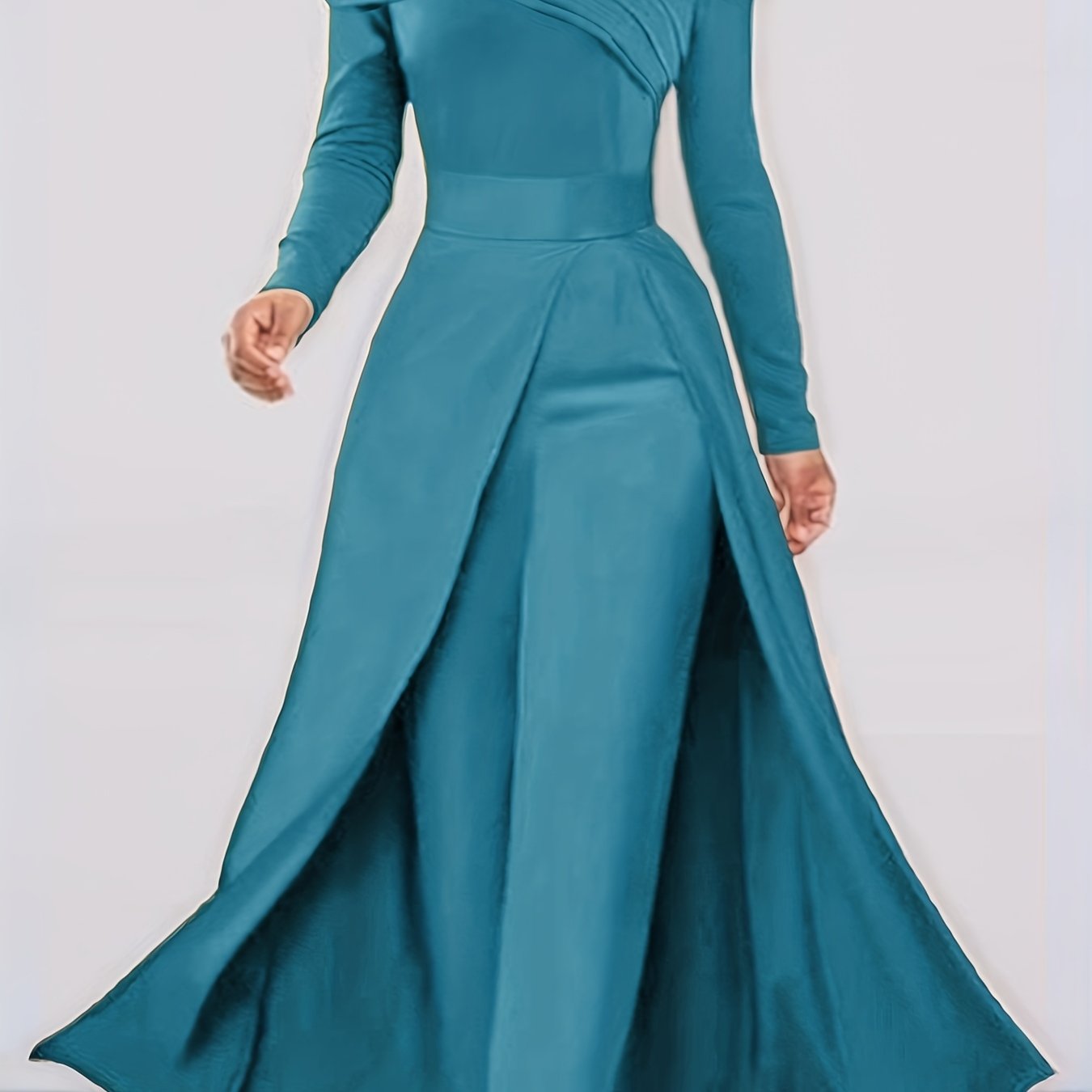 Women's Elegant Off-Shoulder/Boat Neck Two-Piece Set - Solid Color Beige/Black/Navy Blue Tailored Pantsuit, Structured Blazer & Matching Trousers, Machine Washable Autumn to Semi-Formal Attire (No Dry Clean)