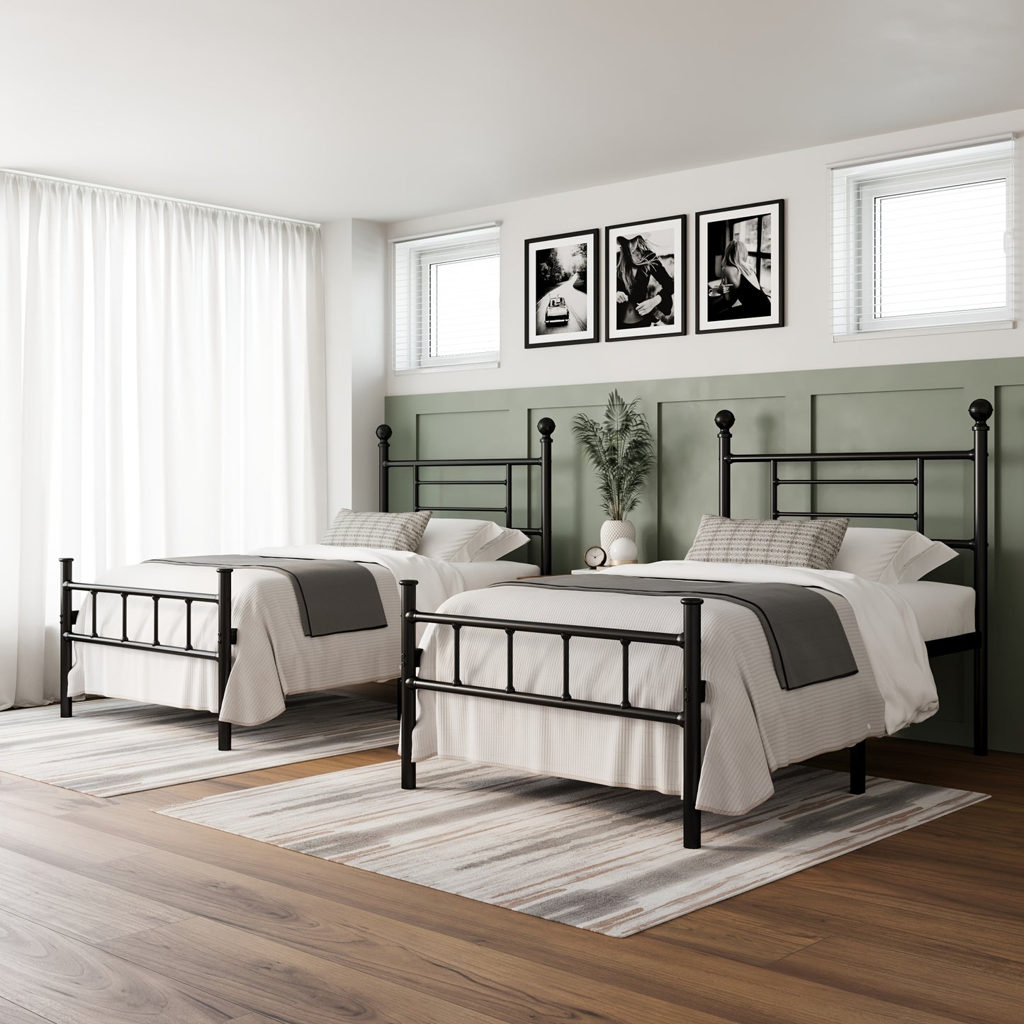 1pc Bed Frame with Headboard, 18 Inch High, Heavy Duty Metal Platform Bed Frame, Noiseless, Easy Assembly, No Box Spring Needed, for Bedroom Home Supplies, Black