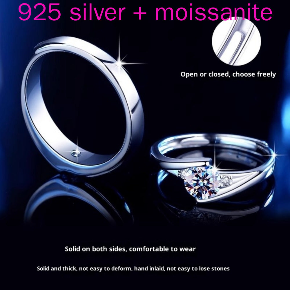 Couple Rings 925 Silver Moissanite Ring Wedding Engagement Ring Christmas New Year Valentine'S Day Gift, Wedding Ring Sets for Women, Engagement Rings for Women High Quality, Wedding Rings Set Couples, Engagement Ring for Wom