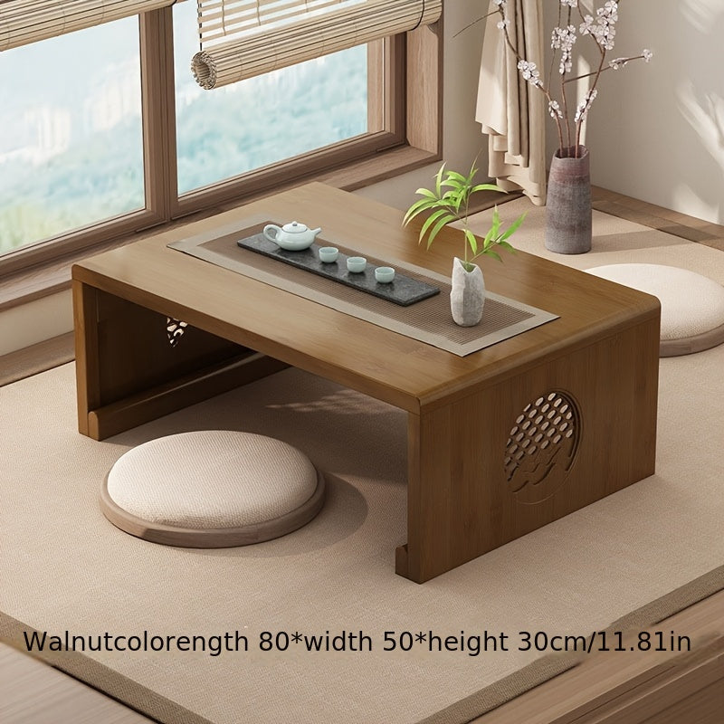 A Versatile And Portable Folding Coffee Table Made of Bamboo, Designed for Easy Use Without Assembly, Perfect for Low Settings in Both Living Rooms And Bedrooms