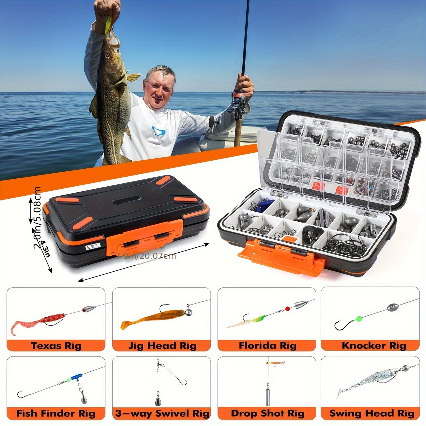 125/260/343/386/403/407pcs Fishing Tackle Box Includes Weights And Hooks, Fishing Starter Kit, Fishing Tackle Kit, Fishing Gifts For Men Angler, Multiple Piece Fishing Box For Bass Trout Freshwater Fishing, Father'S Day Chris