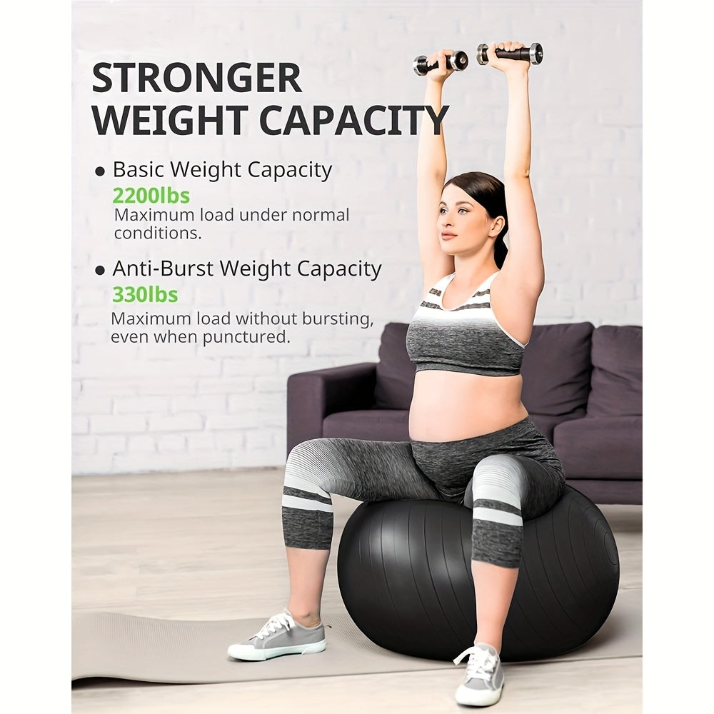 2pcs Durable Large Black Yoga Balls, Perfect For Fitness, Stability, And Exercise, Perfect For Home, Office, Or Classroom, Safe Exercise, 25 Inches