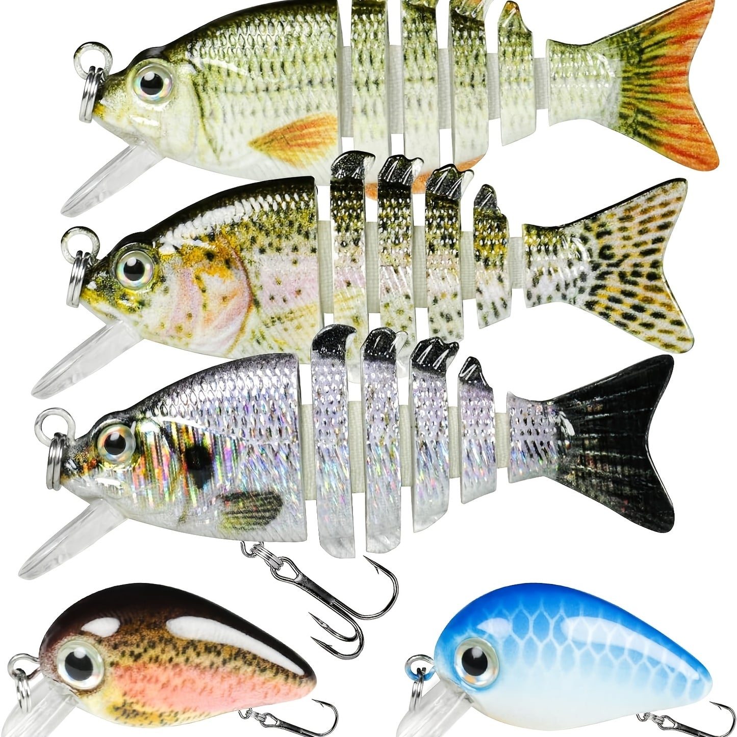 Fishing Lures for Freshwater or Saltwater, Easy to Use for Family Fishing Beginner and Pros, Lifelike Jointed Swimbait, Slow Sinking Bass Pike Panfish Walleye Lures, Fishing Gifts for Men, Available 365 Days